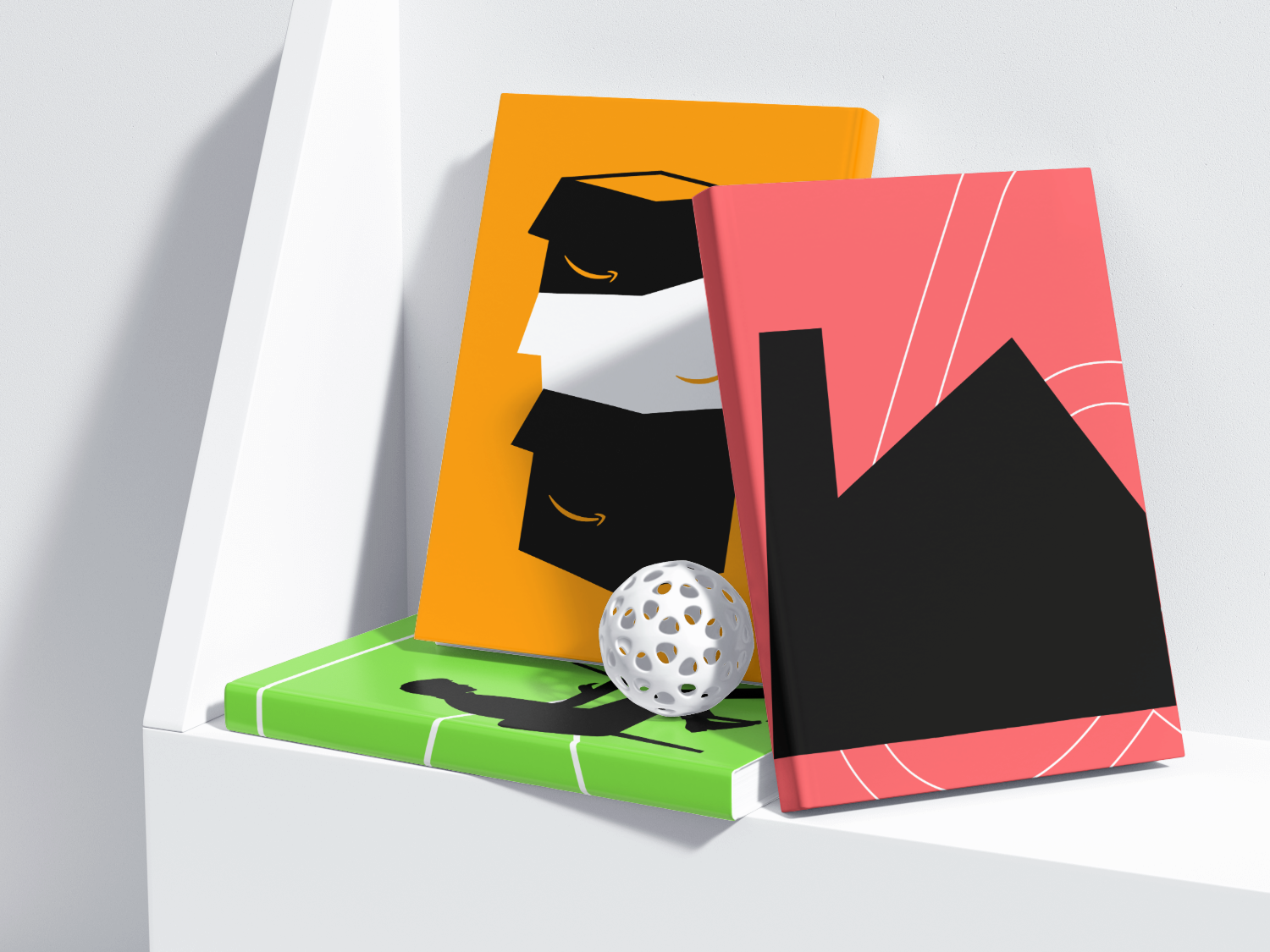 Airbnb, Amazon, and YouTube posters, each reduced to one silhouette and one color