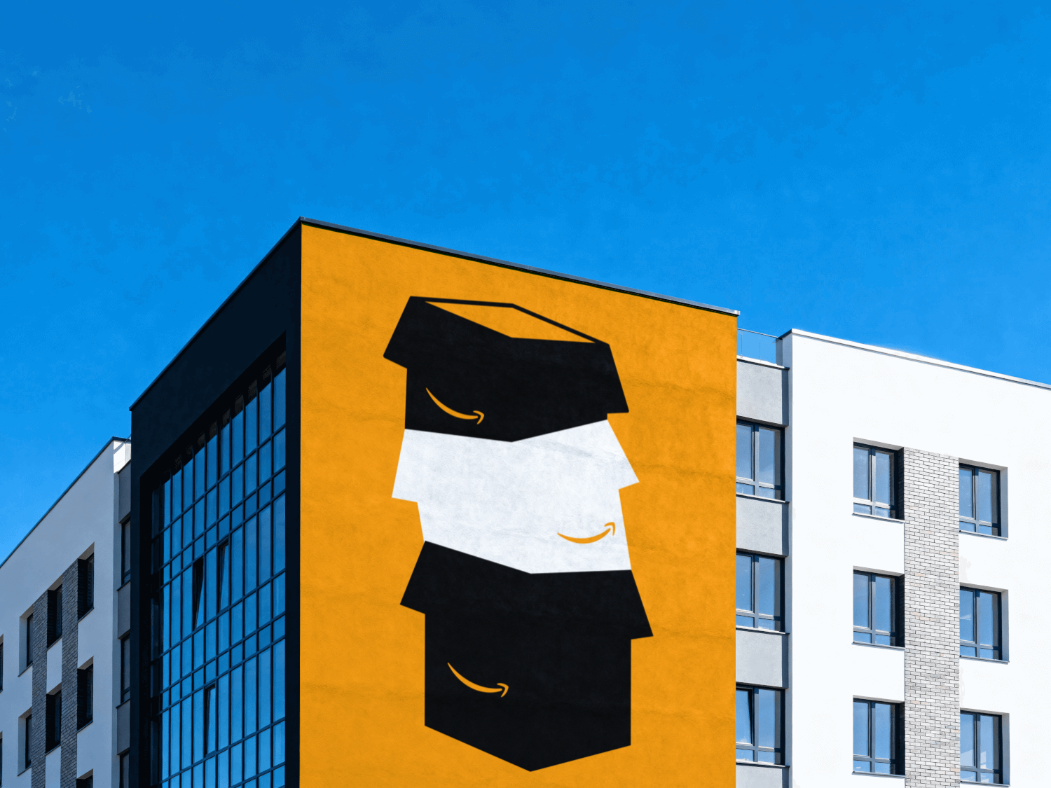 The Amazon poster painted across the side of a building