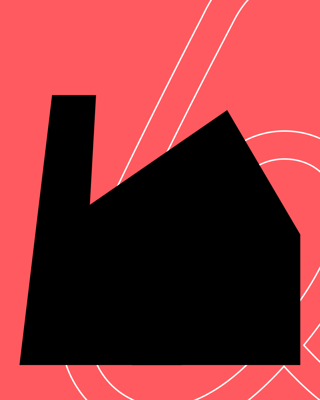 Airbnb poster: a coral building silhouette