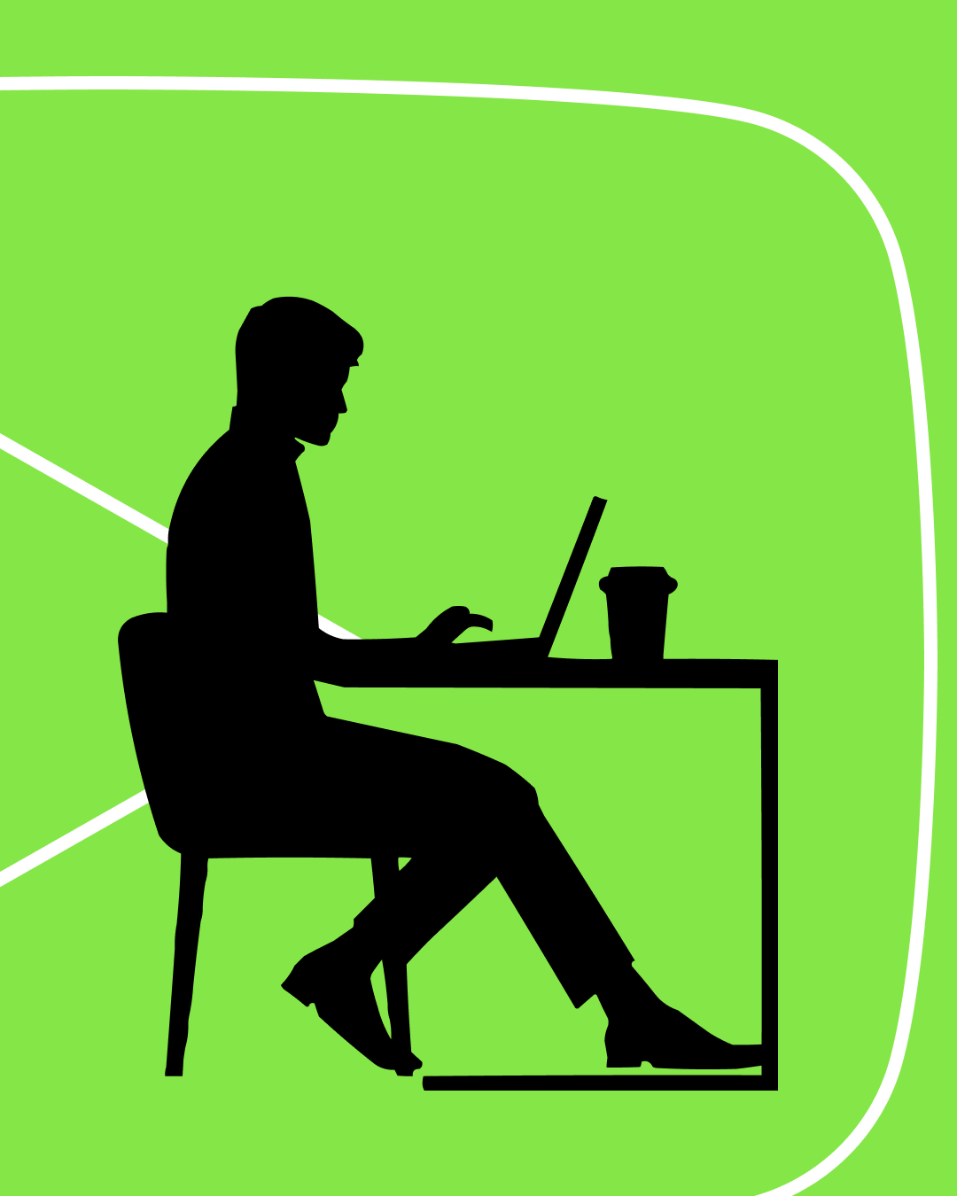 YouTube poster: a green silhouette at a desk