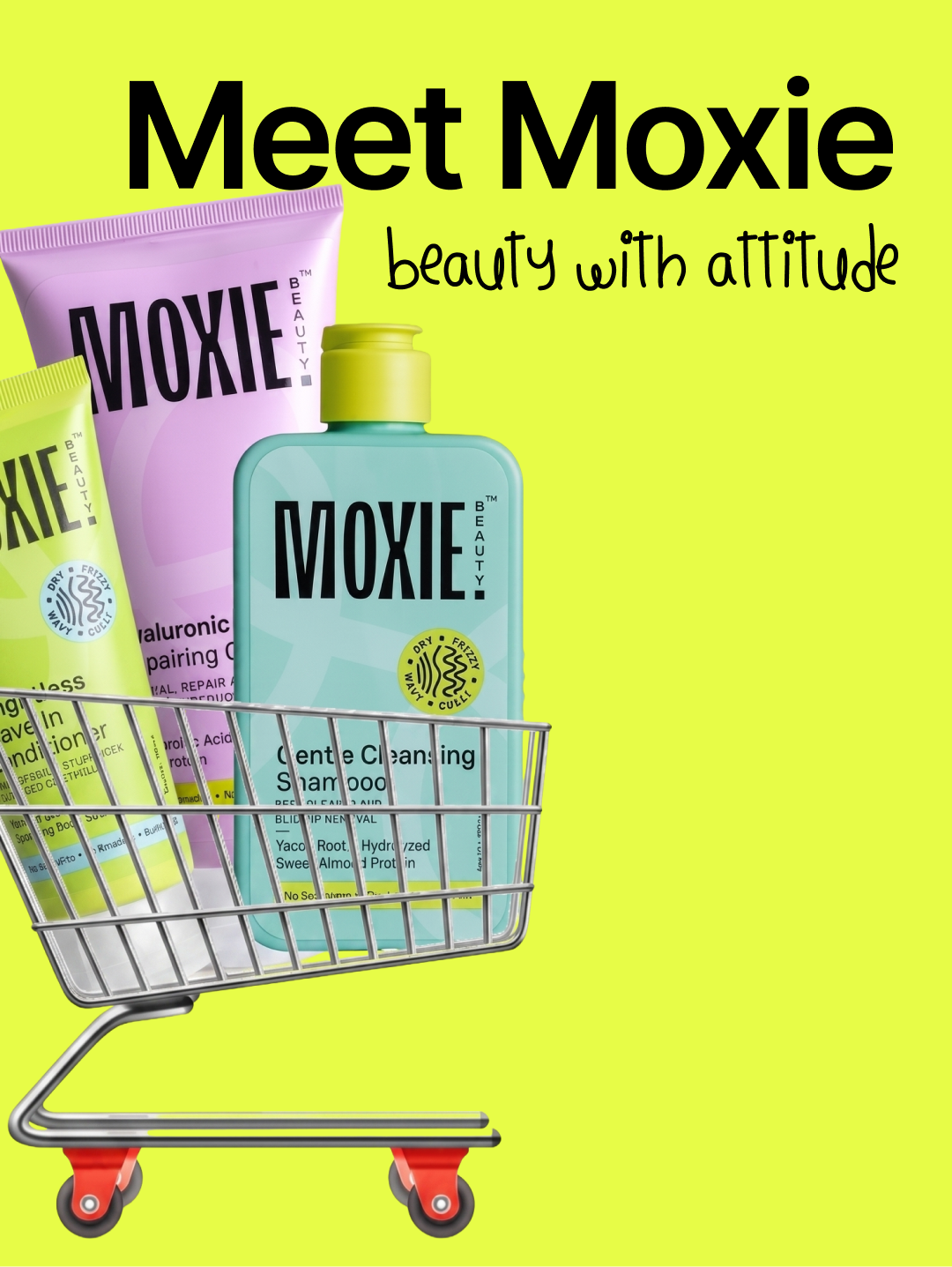 Moxie product lineup in a shopping cart