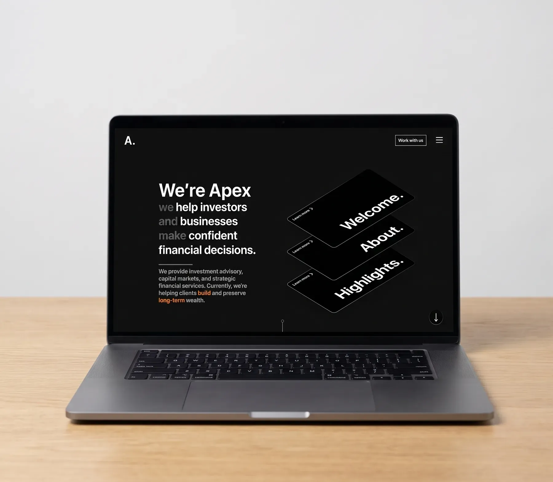 Apex investment advisory landing page hero
