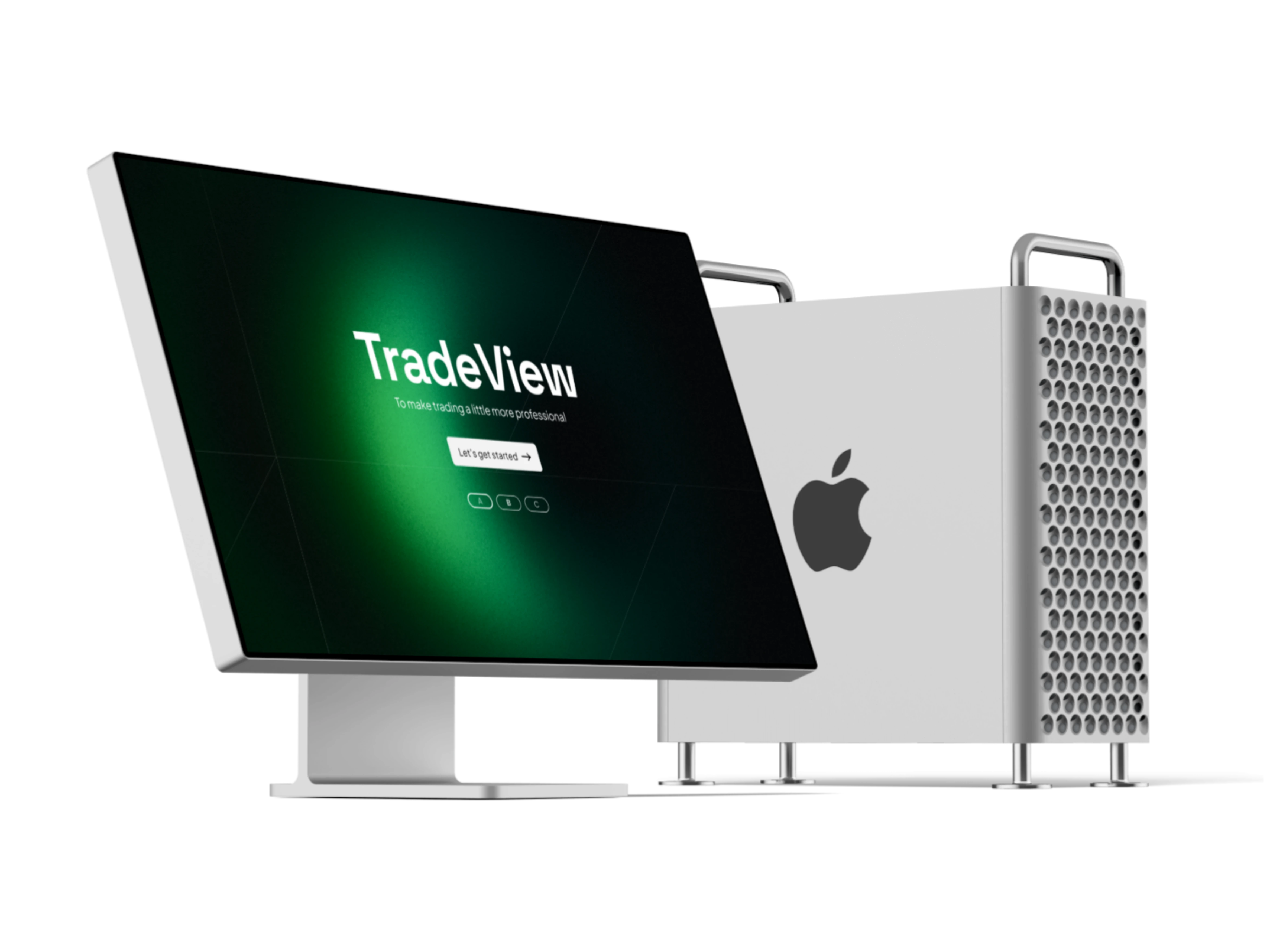 TradeView landing page: a single green radial glow on black